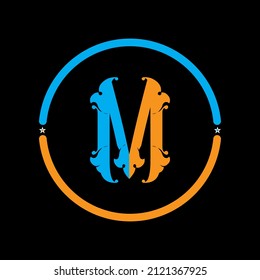 Letter M Logo Template Vector Design. black background. M circle logo design vector.