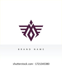 Letter M logo template. Wings design element vector illustration. Corporate branding identity