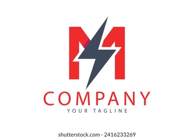 Letter m logo thunder design template