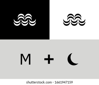 Logo de la letra M. Icono único. Blanco y negro