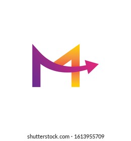 letter m logo vector with arrow element template