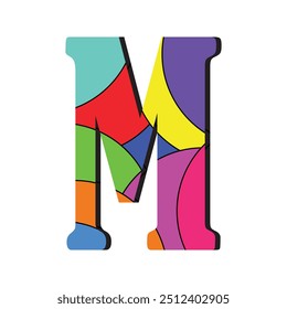 Letra M Arte vectorial de logotipo. Vector de diseño de letra "M" de colores Abstractas. Ilustración vibrante y artística de la letra "M" con colores brillantes y audaces en un estilo moderno y geométrico. Vector de diseño de icono de letra M.