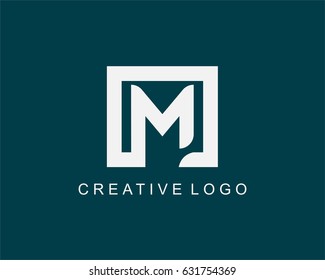 Letter M Logo Vector With Box