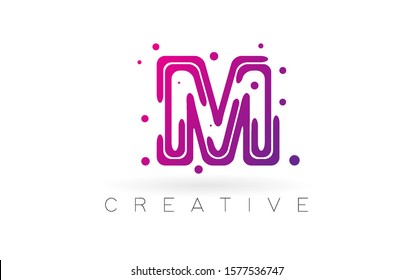 Letter M logo. Vector Design with Dots