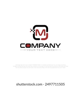 Letter M Logo Vector Design Illustration with Company Name and Your Text Here . Logo Template on white background.