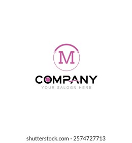 Letter M Logo Vector Design Illustration with Company Name and Your Text Here. Logo Template on white background.