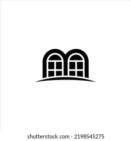 letter m logo vector house template