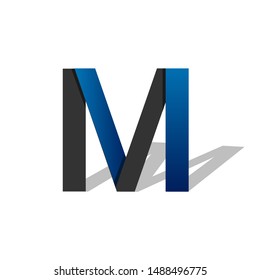 Letter M logo vector illustration template. Creative m letter logo with shadow in the back