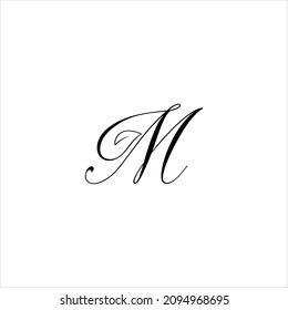 letter m logo vector leaf template line