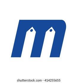 letter m logo vector. price tag icon.