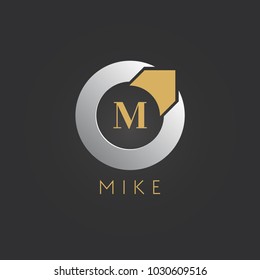 Letter M Logo Vector sign abstract circle with arrow. Icon template