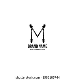 the letter M logo for the vector template music industry