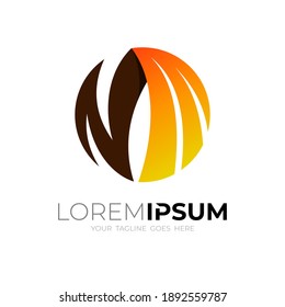 Letter M logo and wing design combination, Circle icons template