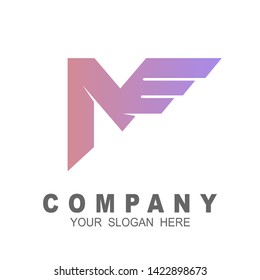letter m logo with wing icon, speed and delivery logo, wing symbol
