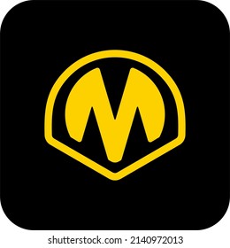 The letter M logo is yellow with a semi-circle shape. Suitable for logos of various types of companies.