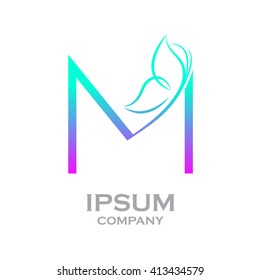 Letter M logo,Butterfly, beauty and fashion logo