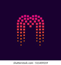 Letter M logo.Dots logo colorful,pixel shape logotype vector design