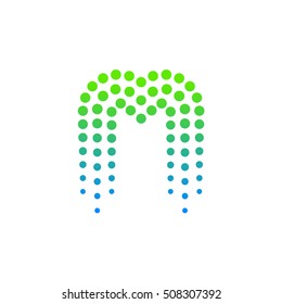 Letter M logo.Dots logo,dotted shape logotype vector design