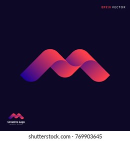 Letter "M" logotype design. Colorful gradient shape. Eps10 vector.