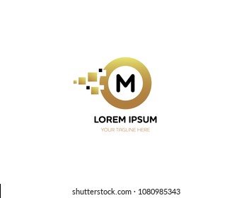 Letter M logotype design. Transform dots to circle concept vector