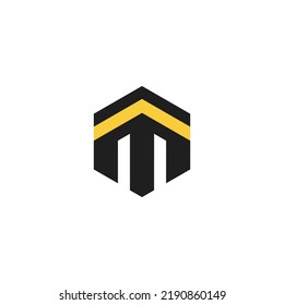 Letter M logotype for islamic travel and tourism company with  icon of kaaba