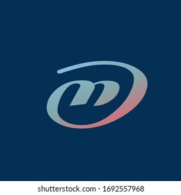 Letter m logo.Typographic icon isolated on dark blue background. Lettering sign. Lowercase alphabet initial.