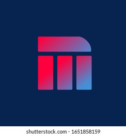 Letter M logo.Typographic icon.Abstract lettering sign.Colorful alphabet initial isolated on dark background.Modern concept.Minimalist style design,creative company,web character shape.