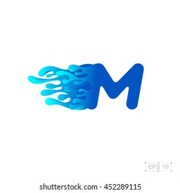 letter M logo,water,splash,waves