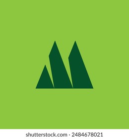 La letra M se parece a una silueta de montaña única y moderna para un diseño de logotipo de empresa de equipo al aire libre