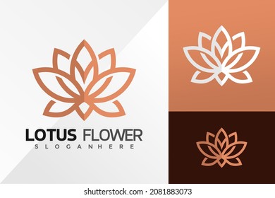 Plantilla de ilustración del vector de diseño del logotipo de flor de Lotus M de carta