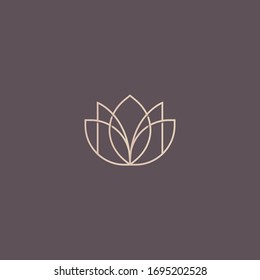 La letra M - lotus monograma logotipo del vector de línea delgada