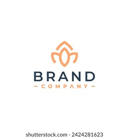 letter m lotus shield brand logo design