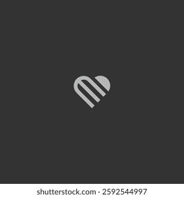 Letter M love icon logo flat vector design