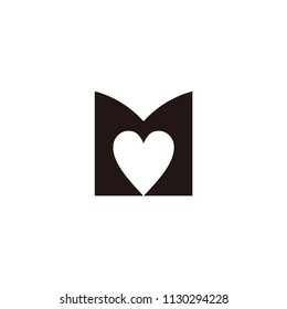 letter m with love icon vector. m letter vector logo