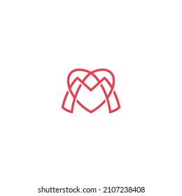 Letter M Love Logo Design Vector Template. Letter M in Heart Shape.