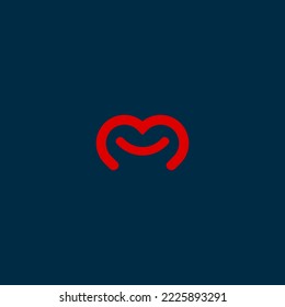 letter m love logo design vector illustration template