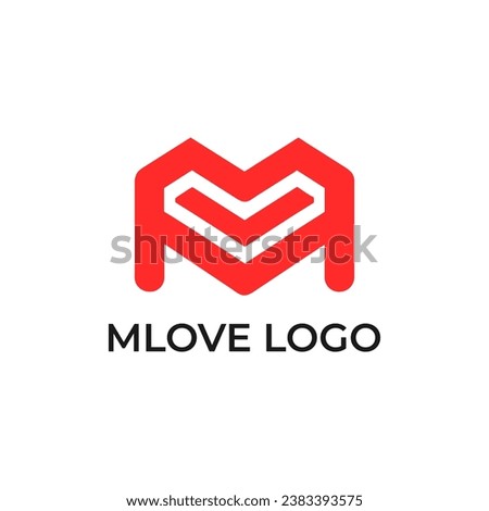 Letter M Love logo design. A captivating logo combining the letter 'M' and the concept of love, representing harmony and affection in a unique and stylish way. 