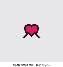 Letter M Love  logo template design in Vector illustration 