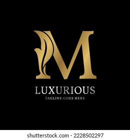 letter M luxurious leaf initial vector logo design element