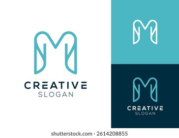Letter M with luxurious and modern line style logo design