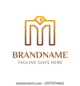 Letter M Luxury Diamond Logo, for luxury brands, high end jewelry companies, or premium services