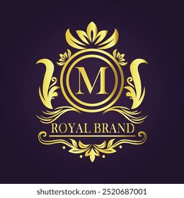 Letter M luxury gold logo concept