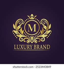 Letter M luxury gold logo concept