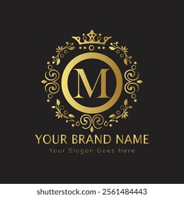 Letter M luxury gold logo concept
