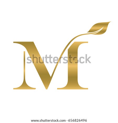 letter M luxury and leaf logo 