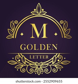 Letter M luxury logo template element.
