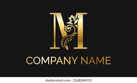 Letter M Luxury Metallic Decorative Alphabetic ABC Monogram Logo