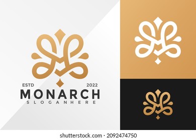 Plantilla de ilustración de vectores con logotipo de lujoso monarca de letra M