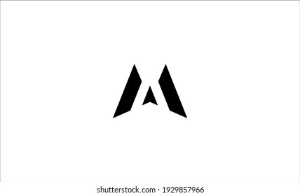 Letter M AM MA MM Monogram Logo Design Minimal Icon With Black Color