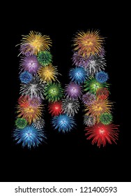 letter (M)  made from colorful in the form of fireworks letters - check my portfolio for other letters.